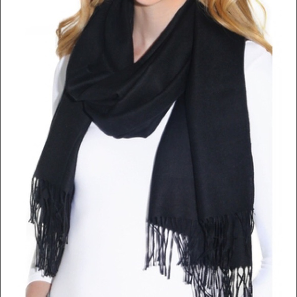 NORDSTROM WOOL AND CASHMERE PASHMINA SCARF BLACK NWOT